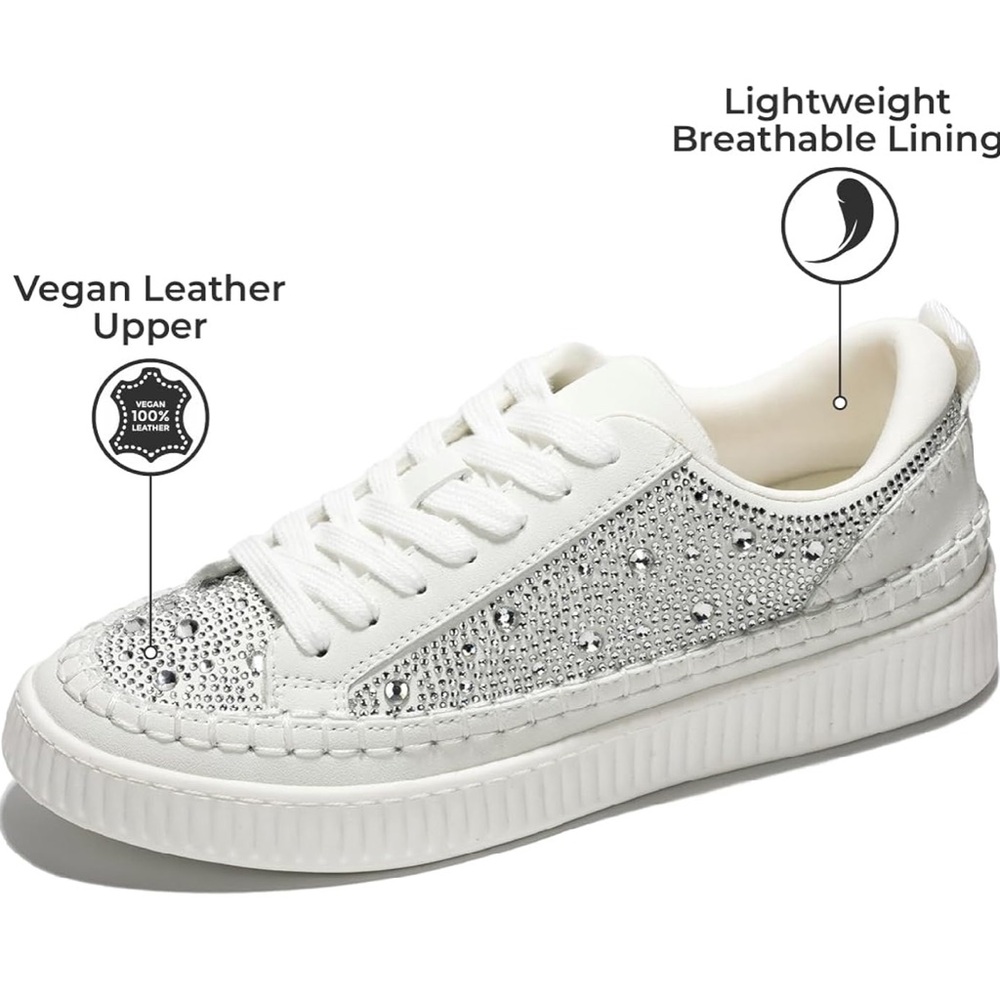 Project Cloud white with Rhinestones Women's Sneakers - Picture 5 of 13